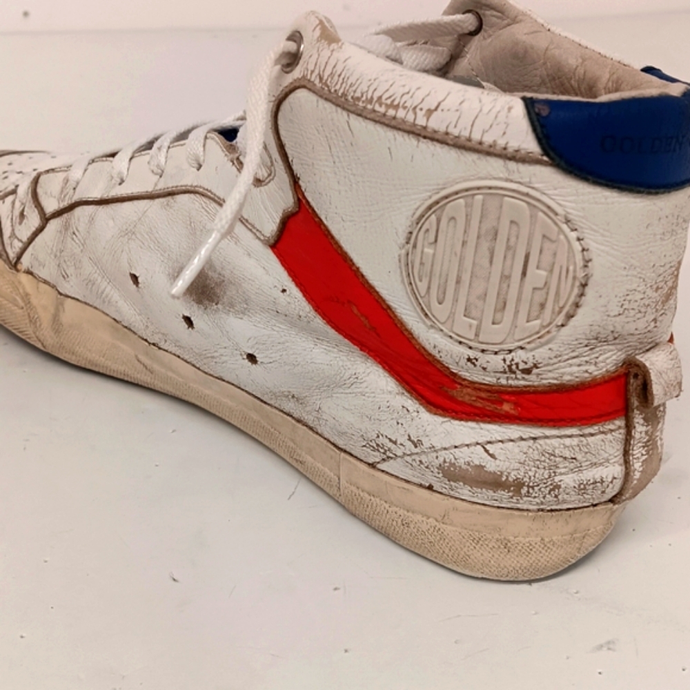 Golden Goose Men's 2.12 Tricolor Distressed Leather Hi-Top Sneakers - EU43/US10 - Picture 7 of 16